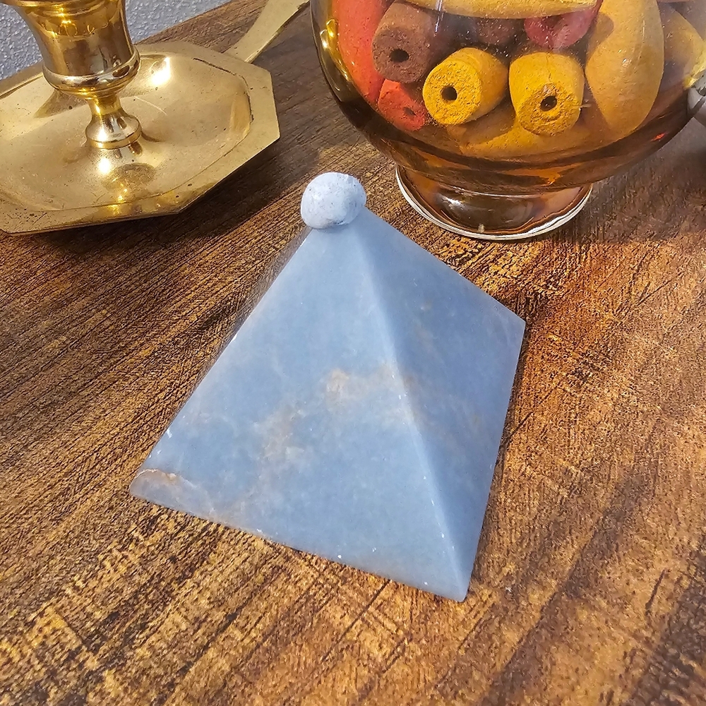 Blue Angelite Crystal Pyramid
